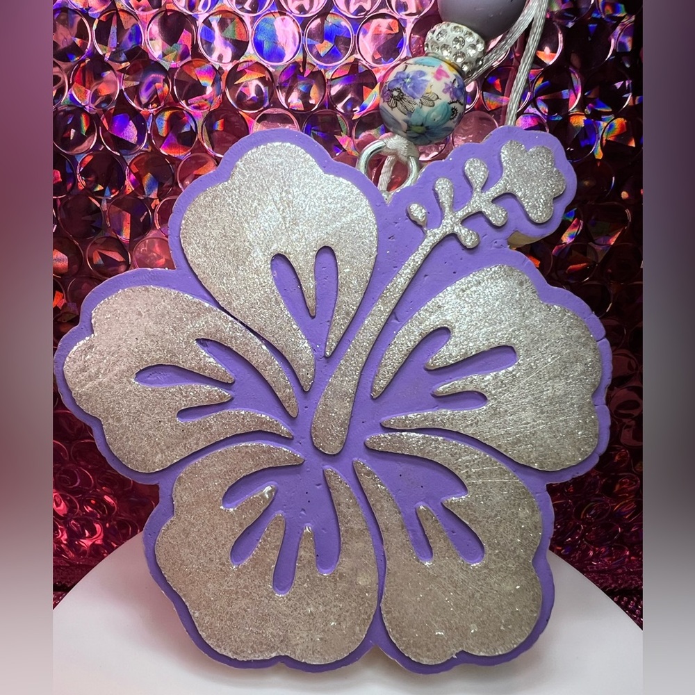 Purple and Silver Hibiscus 🌺 Car Freshie
